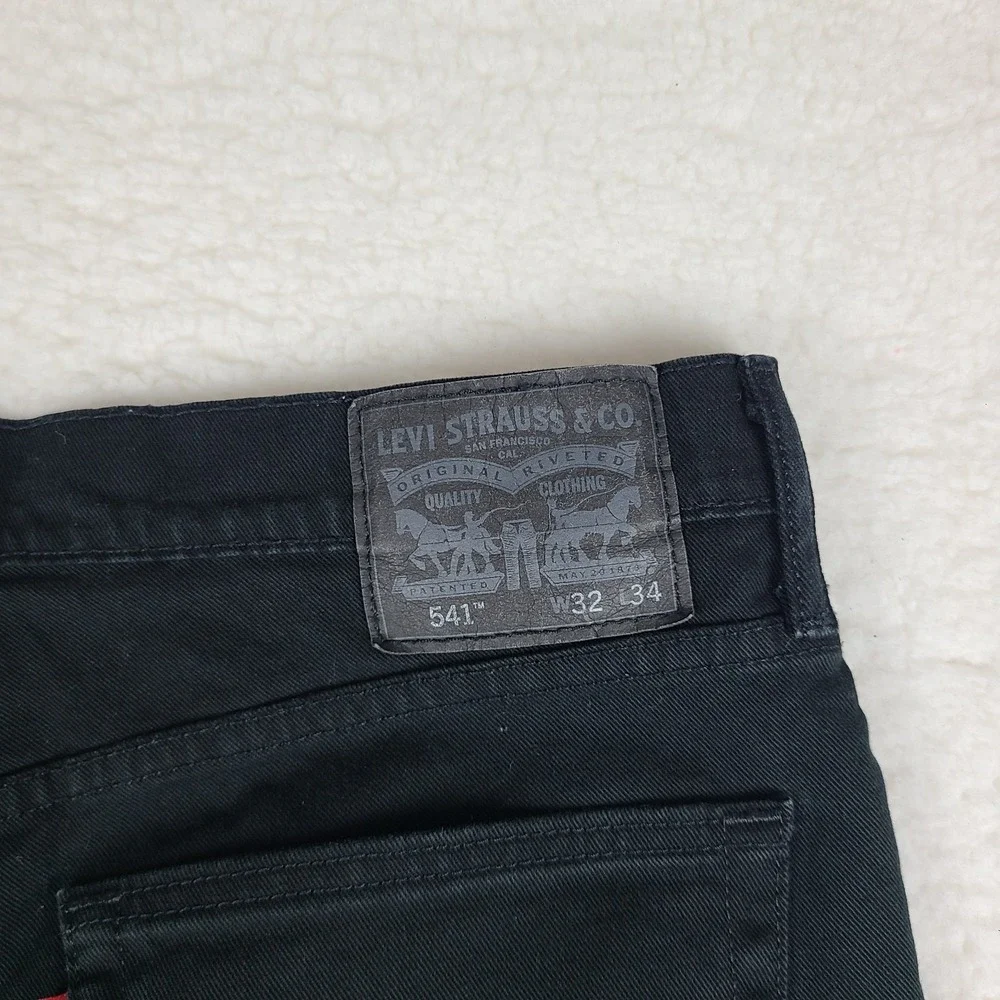 Levi's 541 Jeans Mens 32x28 Black Wash Athletic Fit Denim HEMMED‎